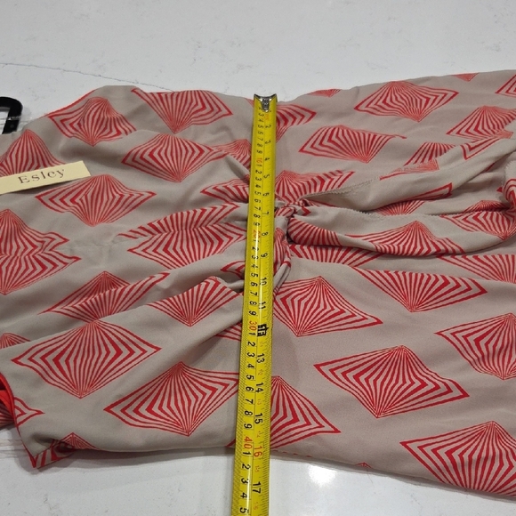 Esley By Anthropology Orange and Cream Patterned Mini Dress Sz L New With Tag - Picture 7 of 9